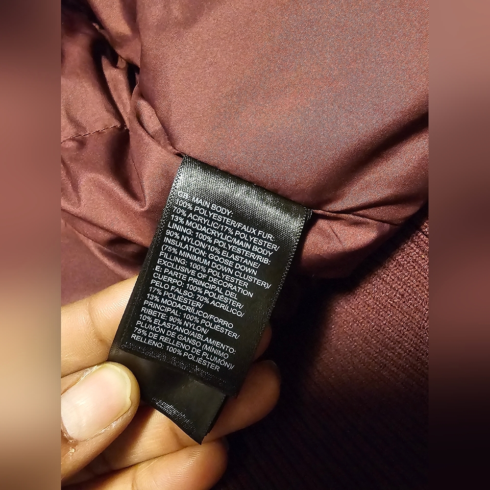 The North Face Maroon Jacket with Fur Hood - Picture 6 of 13